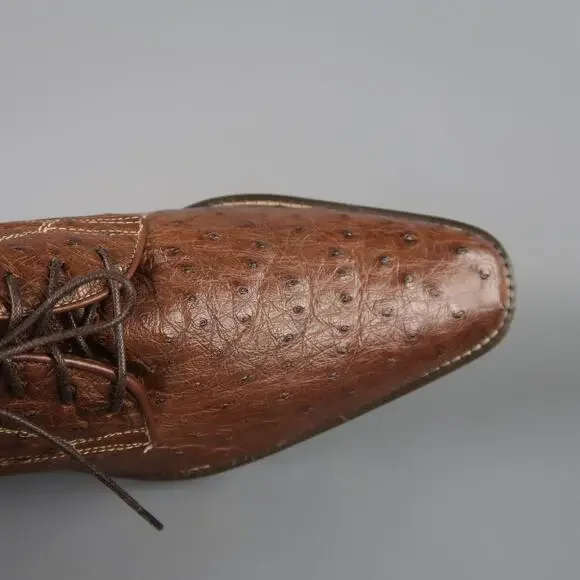 COLE HAAN Size 8 Light Brown Ostrich Textured Lace Up Dress Shoes